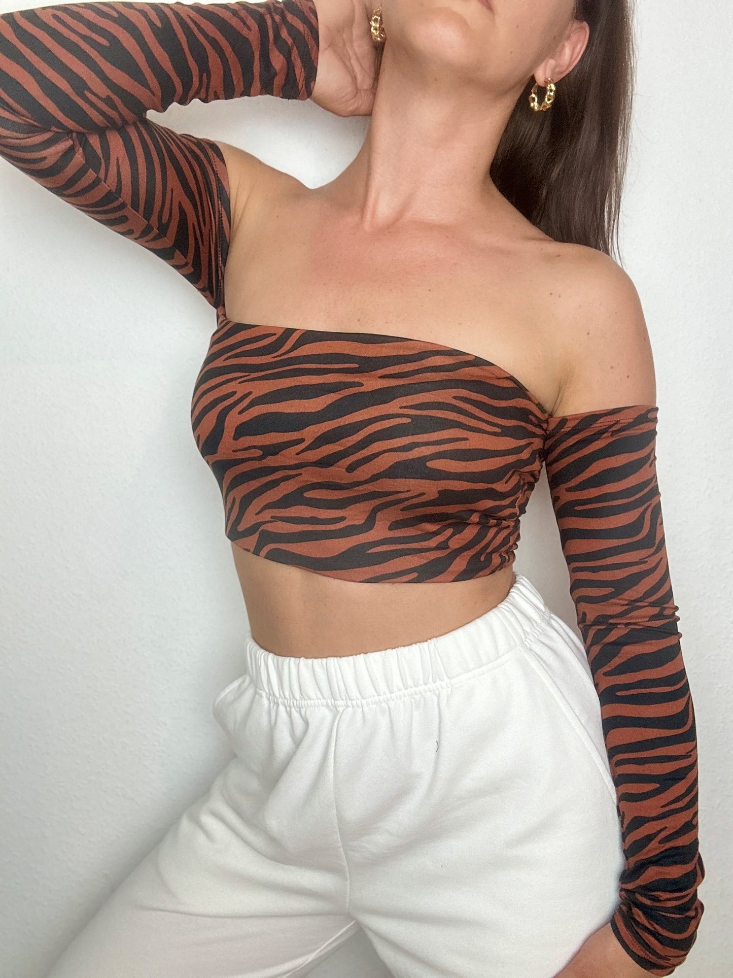 Top Eli Zebra Long with removable Ribbon