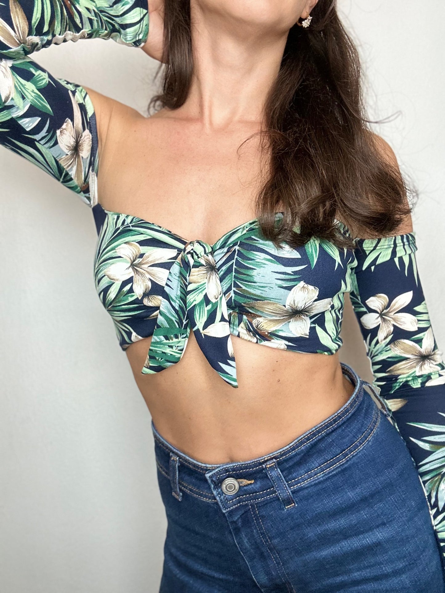 Top Eli Flower Long with removable Ribbon