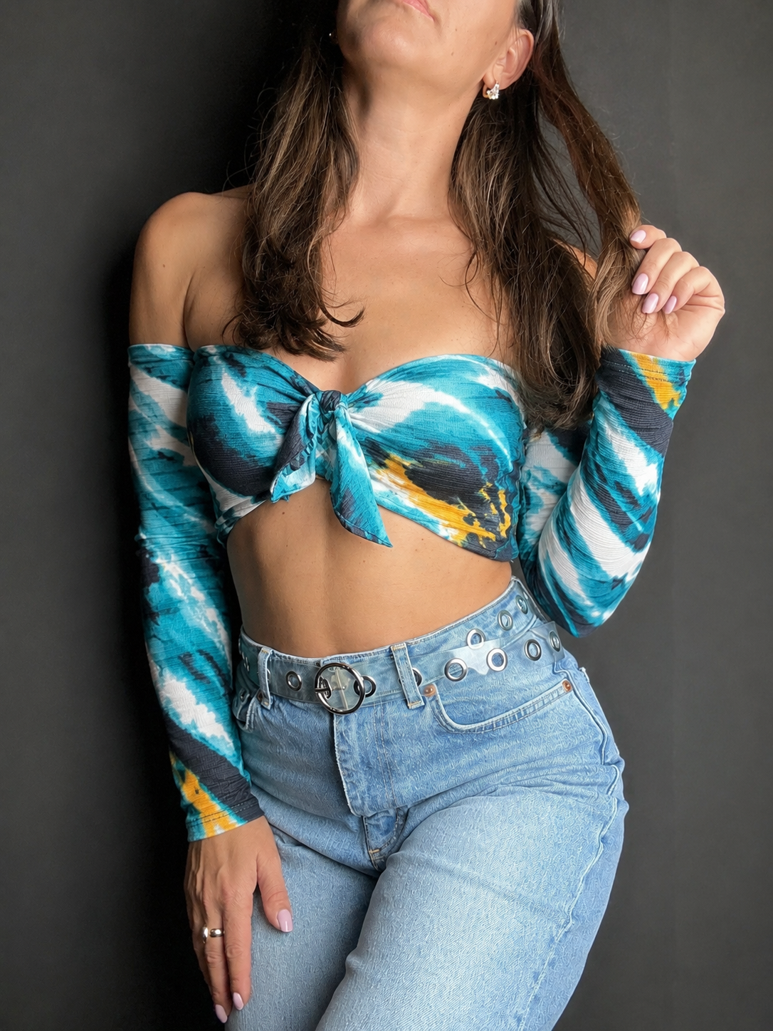 Top Eli Rib Multicolor Long with removable Ribbon (high strech)