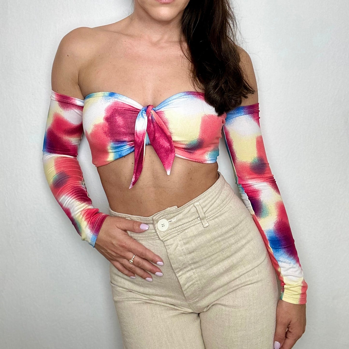 Top Eli Multicolor Long with removable Ribbon
