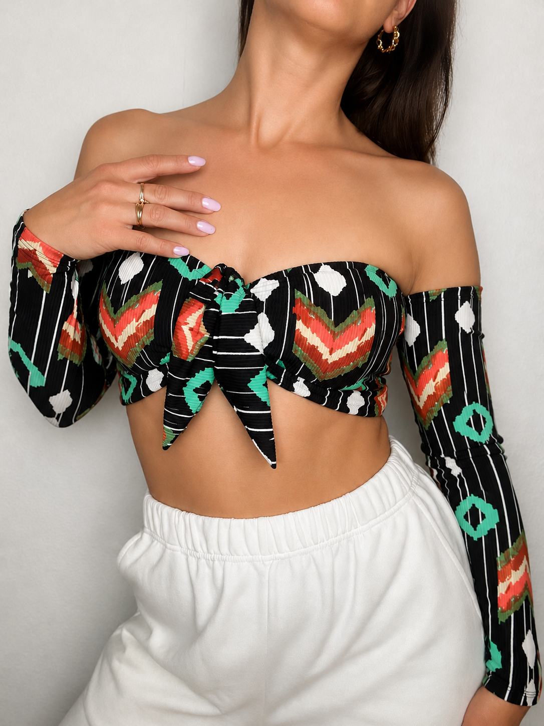 Top Eli Rib Aztec Long with removable Ribbon (high strech)