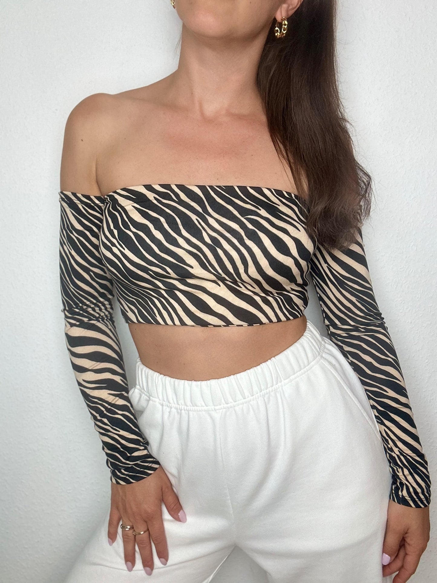 Top Eli Zebra Long with removable Ribbon