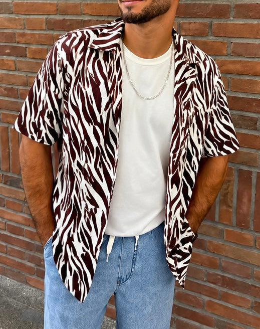 Men's Dance Shirt Zebra Print