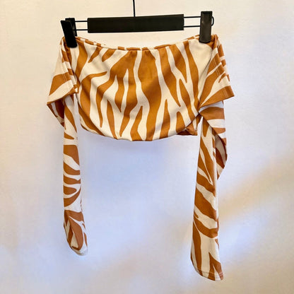 Top Eli Zebra Long with removable Ribbon