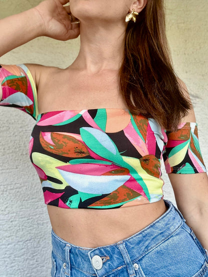 Top Retro Eli Flower Short with removable Ribbon