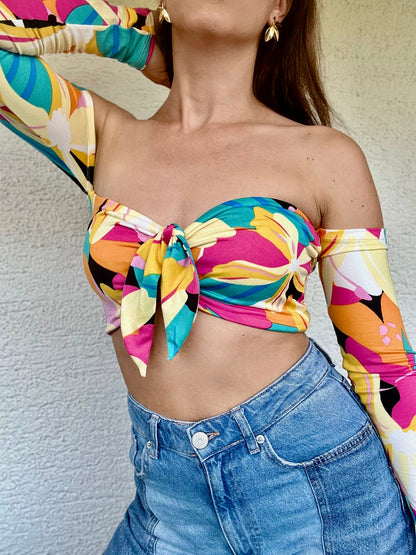 Top Eli Retro Flower Long with removable Ribbon