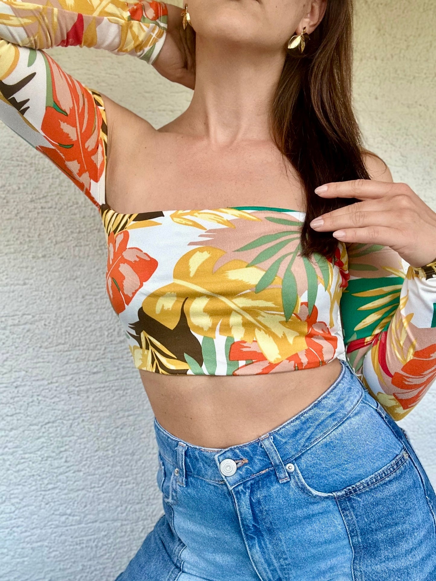 Top Eli Retro Flower Long with removable Ribbon