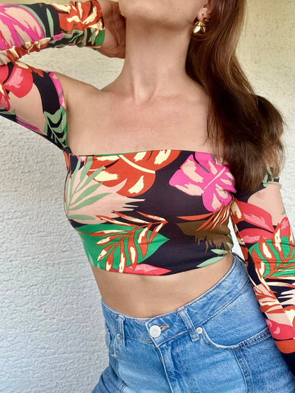 Top Eli Retro Flower Long with removable Ribbon