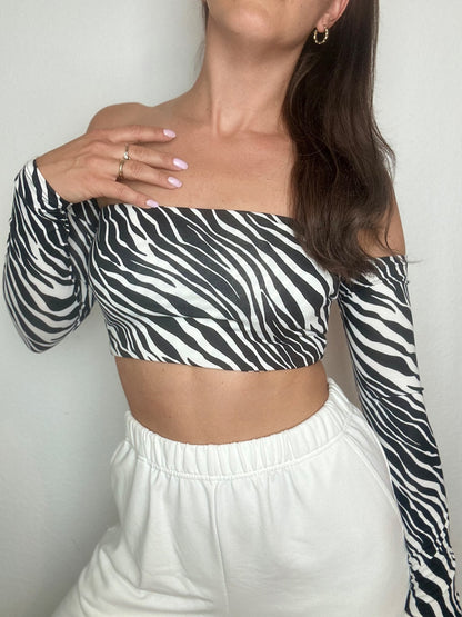 Top Eli Zebra Long with removable Ribbon