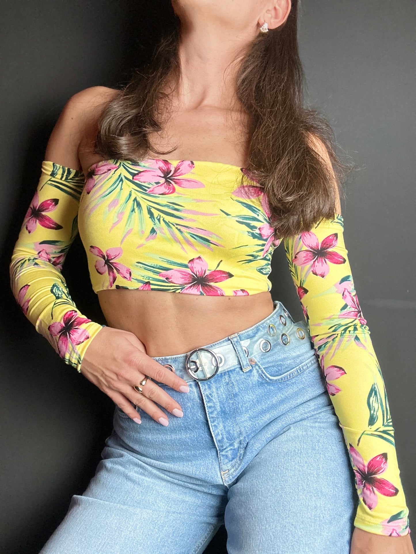 Top Eli Flower Long with removable Ribbon