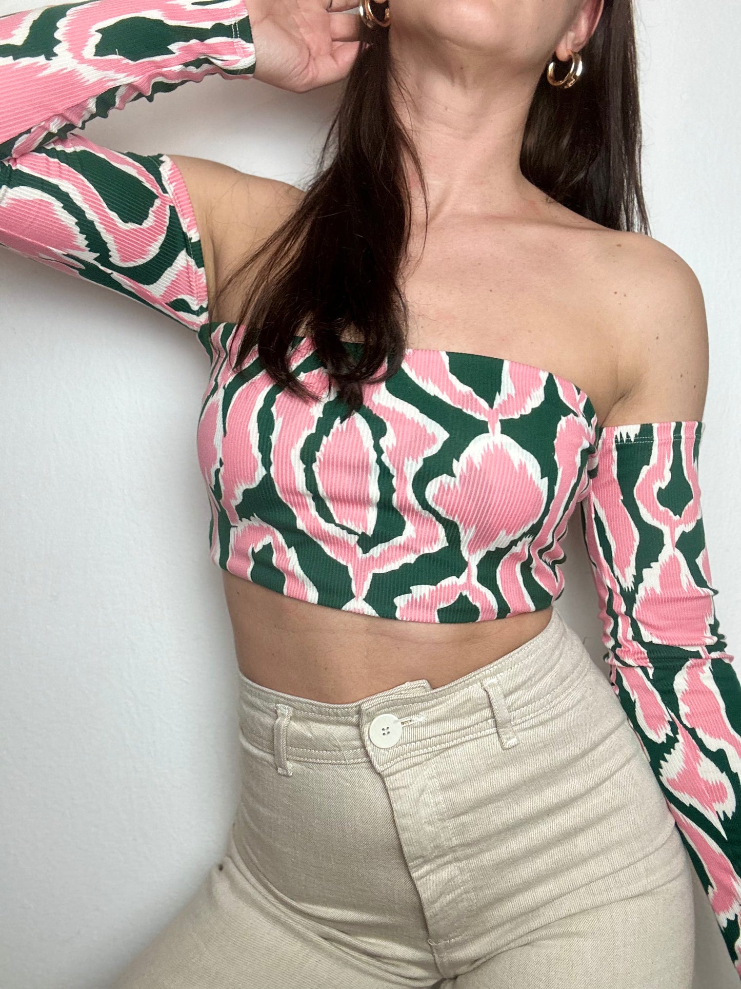 Top Eli Rib Zebra Long with removable Ribbon