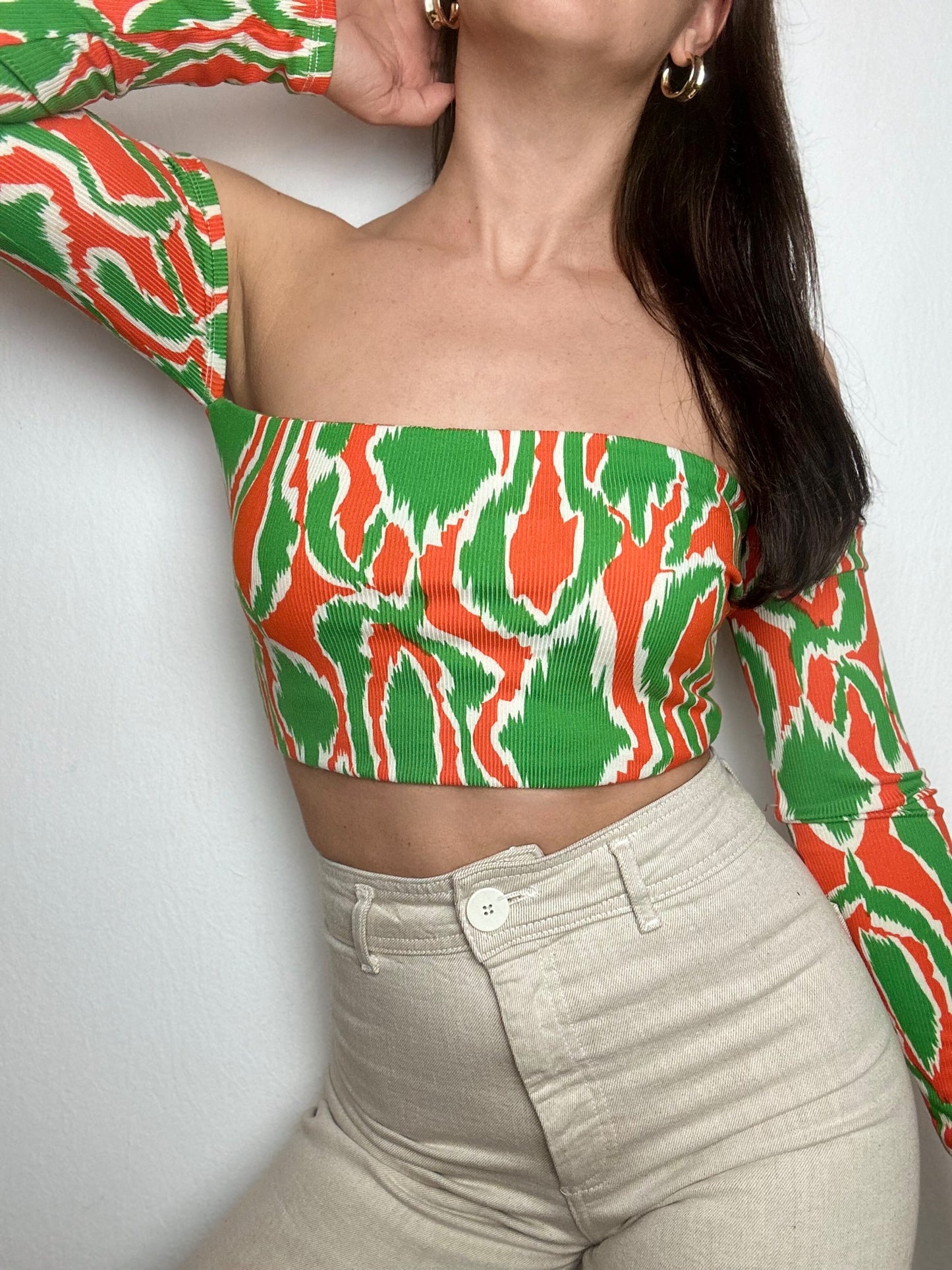 Top Eli Rib Zebra Long with removable Ribbon