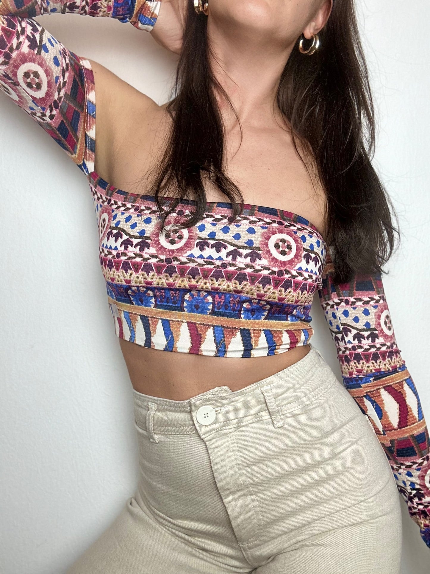 Top Eli Aztec Long with removable Ribbon